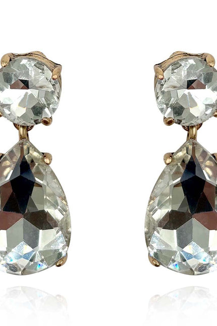 Michael Nash Jewelry | Marina Large Pear-Faceted Crystal Drop Earrings In Brass With Gold Plating
