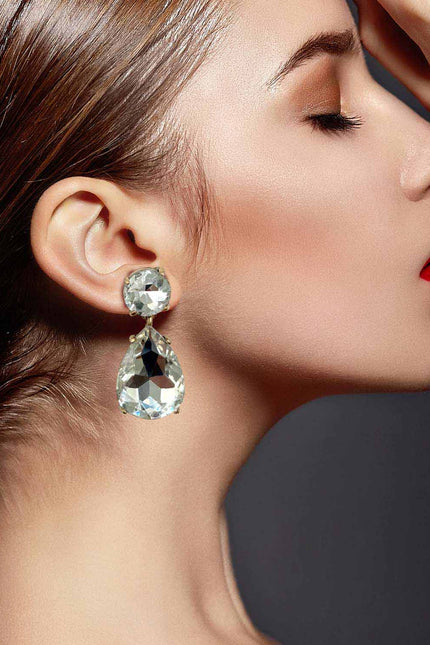 Michael Nash Jewelry | Marina Large Pear-Faceted Crystal Drop Earrings In Brass With Gold Plating