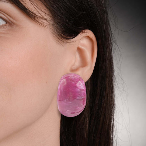 Michael Nash Jewelry | Magenta Resin Semi Hoop Clip On Earrings