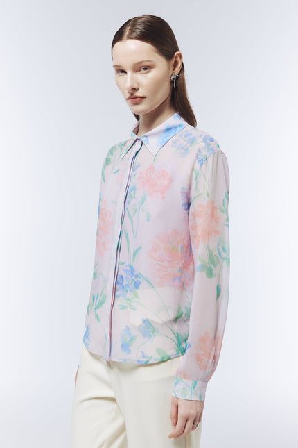 SOUR FIGS Watercolour Wildflower Blouse with Slip Top in Petal Mist Lilac with pastel floral and butterfly print.