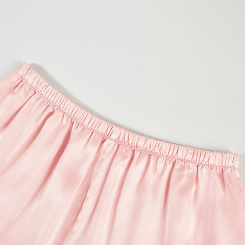 Soft Strokes Silk | Dusty Rose Camisole and Scalloped Shorts Pyjamas Set