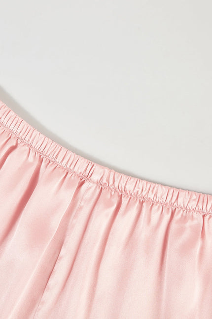 Soft Strokes Silk | Dusty Rose Camisole and Scalloped Shorts Pyjamas Set