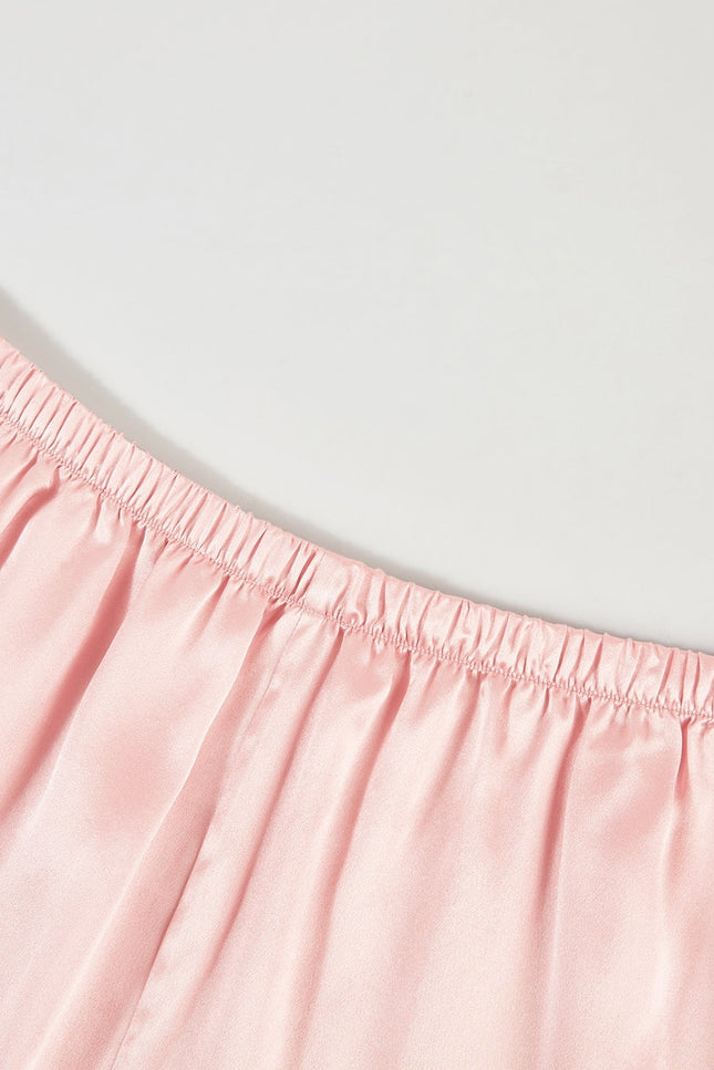 Soft Strokes Silk | Dusty Rose Camisole and Scalloped Shorts Pyjamas Set
