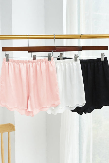 Soft Strokes Silk | Dusty Rose Camisole and Scalloped Shorts Pyjamas Set