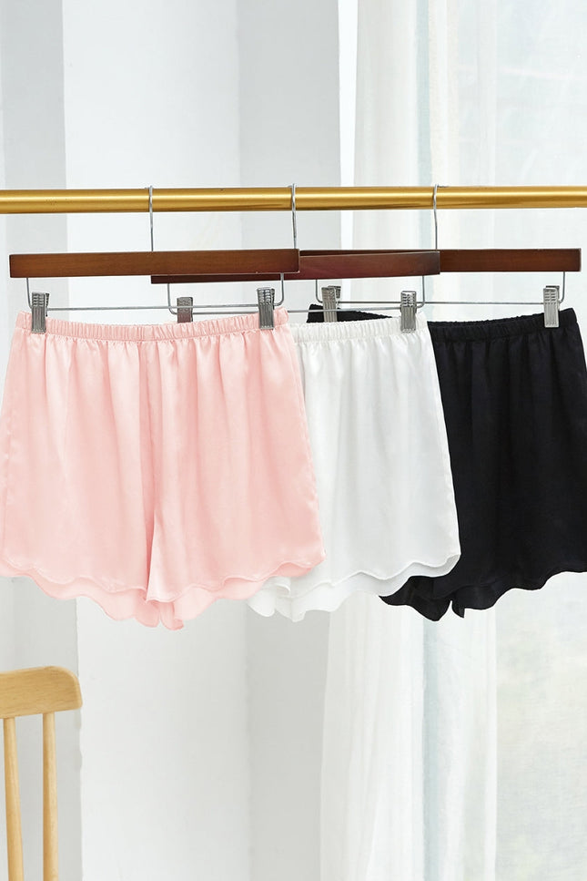 Soft Strokes Silk | Dusty Rose Camisole and Scalloped Shorts Pyjamas Set