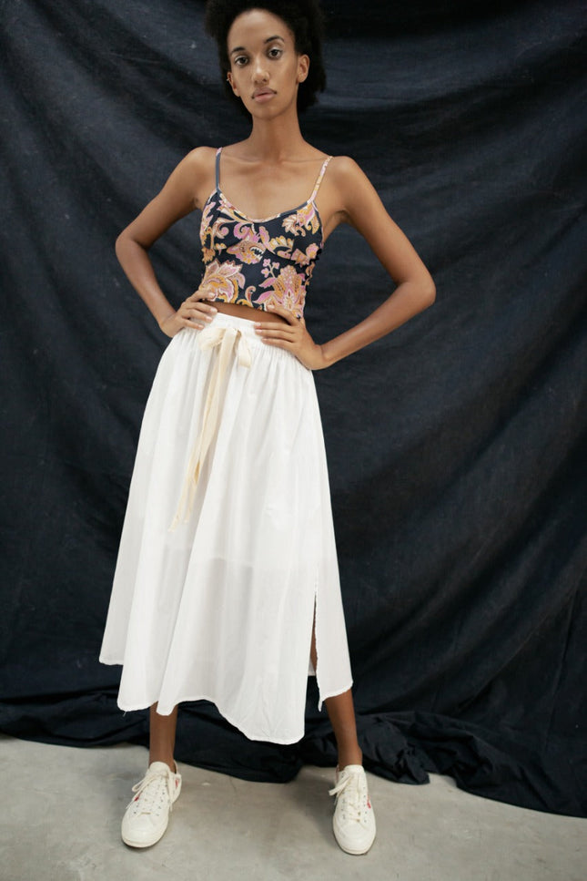 State Of Georgia I THE TULIE DRAWSTRING SKIRT - GHOST WHITE