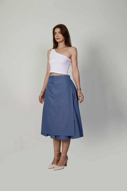 Muda Clothing | Spodnie kuloty  szerokimi nogawkami Rachel niebieskie