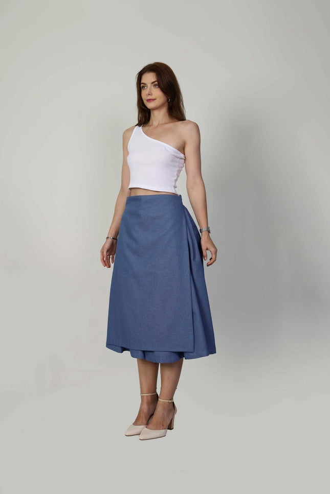 Muda Clothing | Wide Leg Culotte Trousers Rachel blue