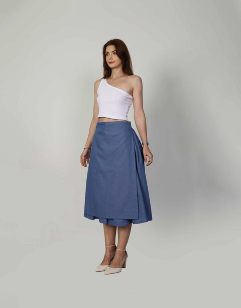 Muda Clothing | Wide Leg Culotte Trousers Rachel blue