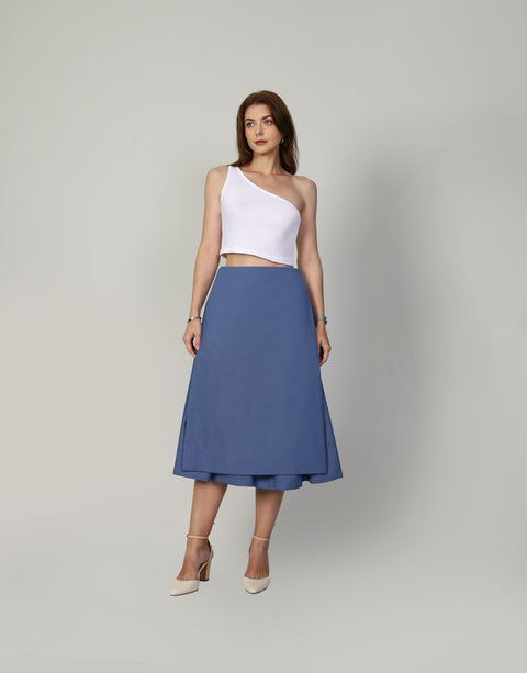 Muda Clothing | Wide Leg Culotte Trousers Rachel blue