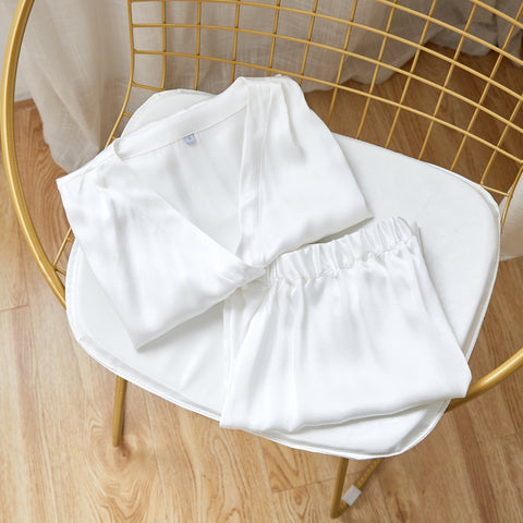 Soft Strokes Silk | Pearl White Soar Top and Shorts Pyjamas Set