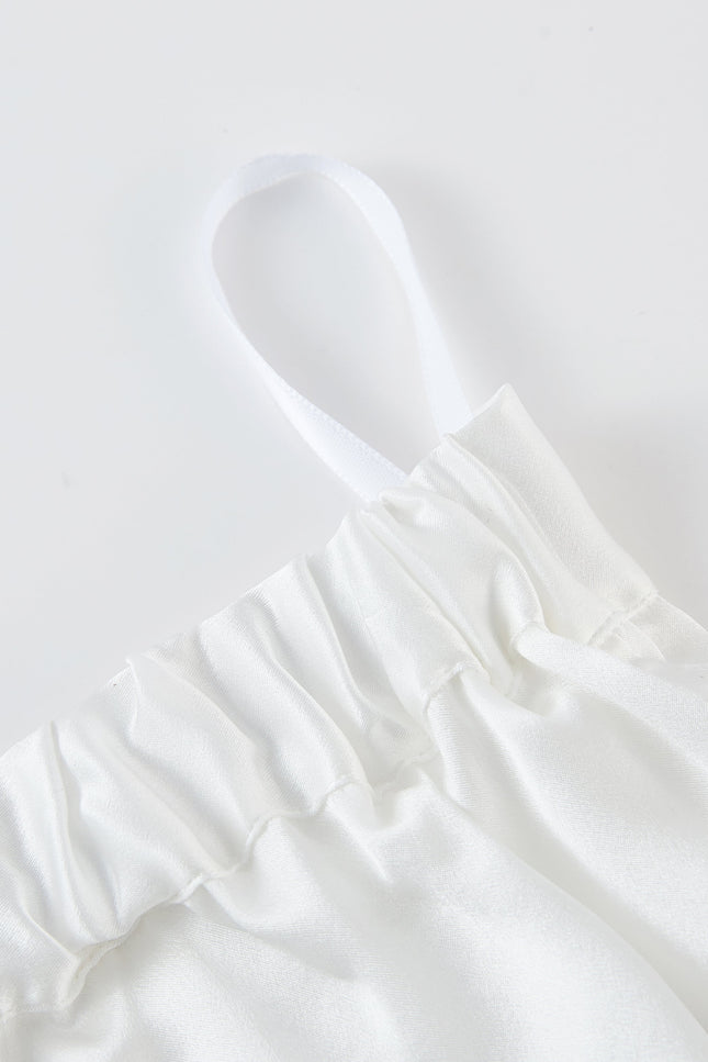 Soft Strokes Silk | Pearl White Soar Top and Shorts Pyjamas Set