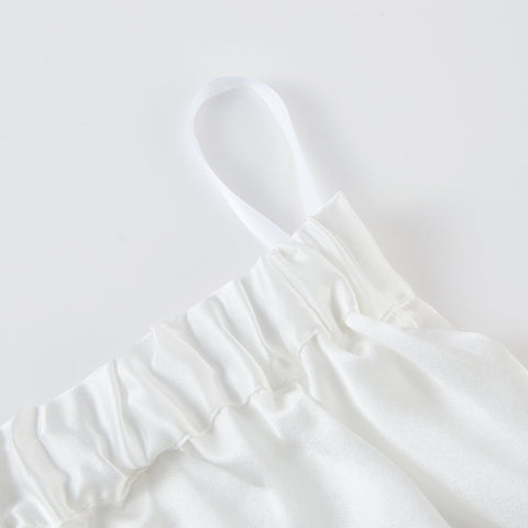 Soft Strokes Silk | Pearl White Soar Top and Shorts Pyjamas Set