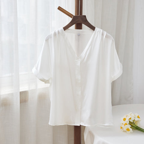Soft Strokes Silk | Pearl White Soar Pyjamas Top