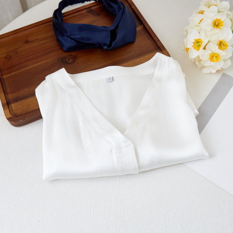 Soft Strokes Silk | Pearl White Soar Pyjamas Top