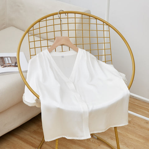 Soft Strokes Silk | Pearl White Soar Pyjamas Top