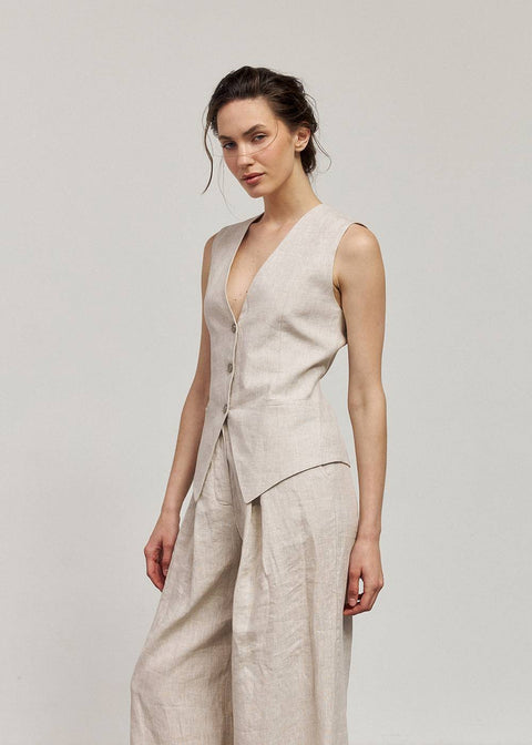 Kolosova | NATURAL COLOR LINEN VEST