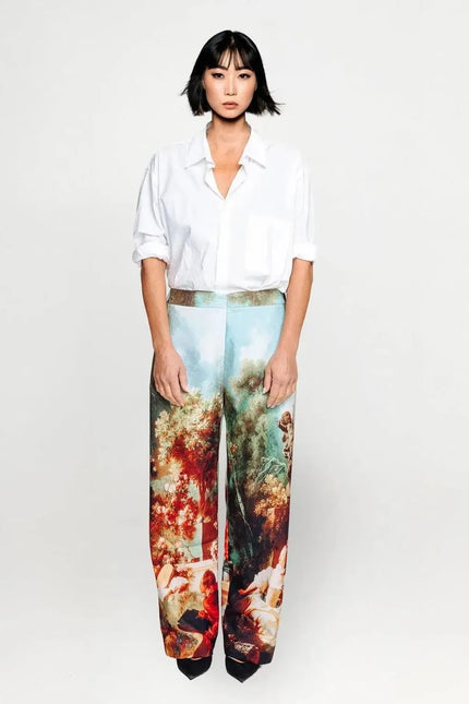 Wide Slouchy Pants - Garden Royal