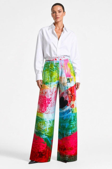 Wide Slouchy Pants - Mother Pink Red Green