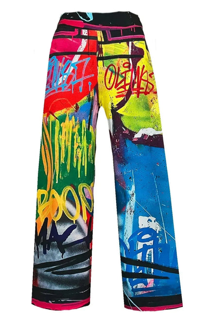 Wide Slouchy Pants - Street Art