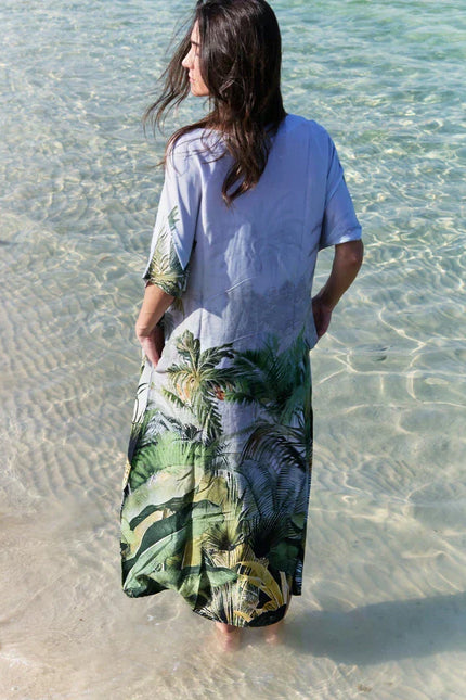 Wild Wings Bird In The Jungle Long Kaftan With Side Slits