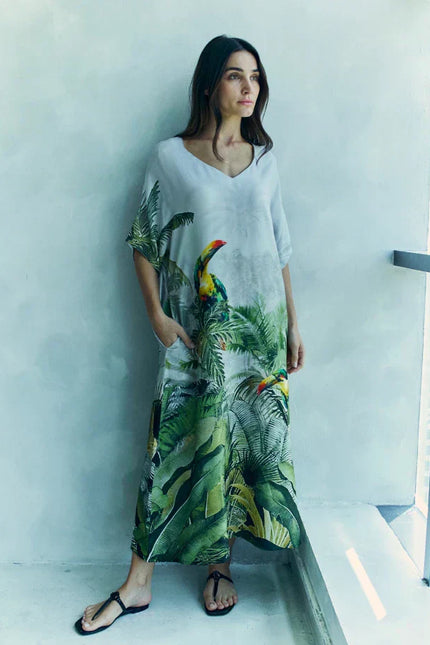 Wild Wings Bird In The Jungle Long Kaftan