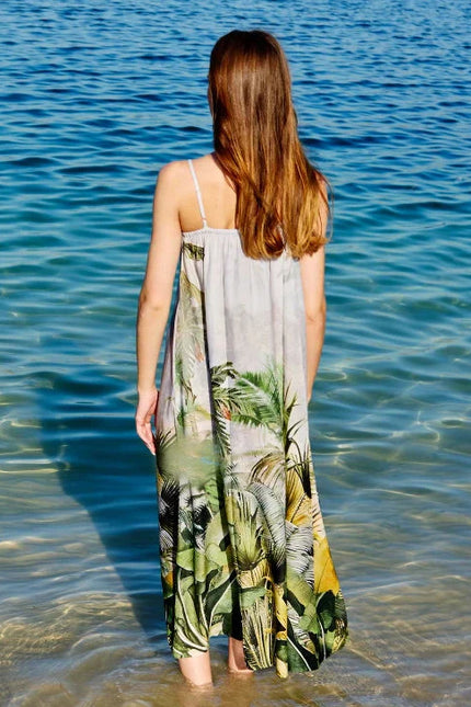 Wild Wings Bird In The Jungle Spaghetti Strap Maxi Dress