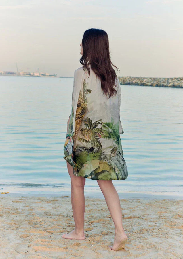 Wild Wings Bird In The Jungle Printed Short Kimono