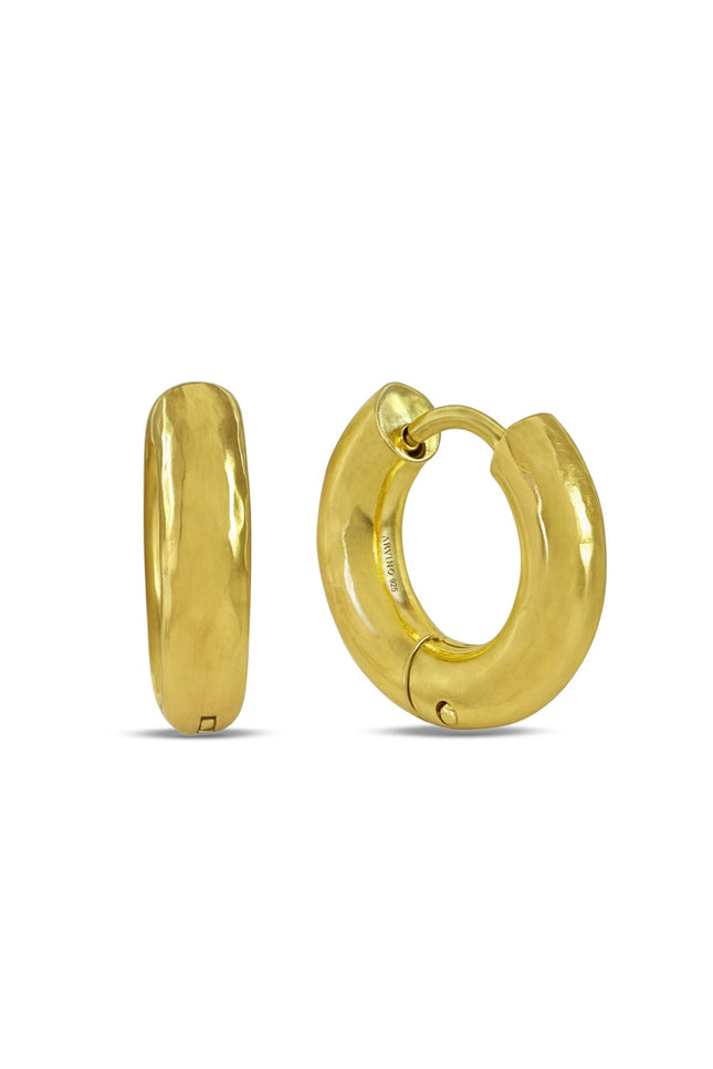 A pair of gold Plated mini hoop earrings with a nature-inspired design, resembling blooming buds.