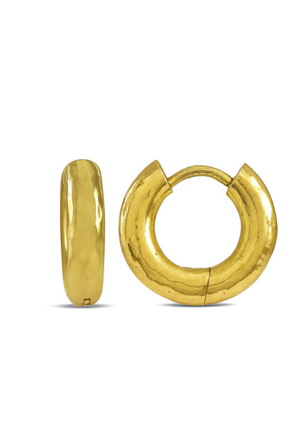 A pair of gold Plated mini hoop earrings with a nature-inspired design, resembling blooming buds.