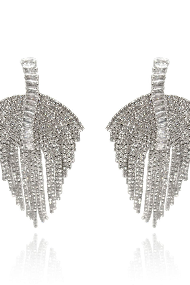 Michael Nash Jewelry | Mimi Deco Multi-Crystal Drop Clip On Earrings - Rhodium Setting