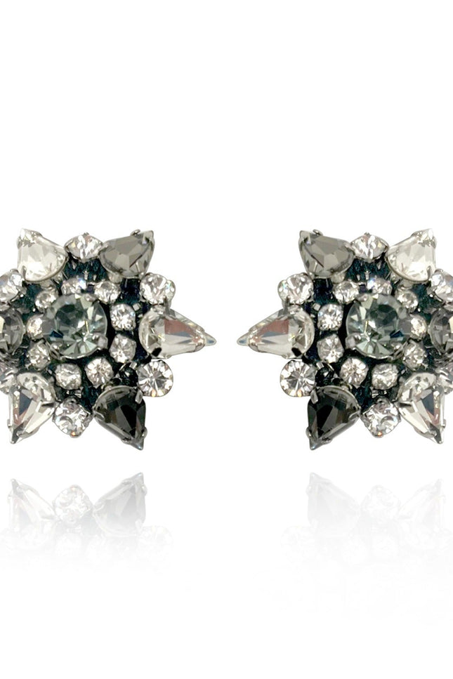 Michael Nash Jewelry | Caterina Large Clip Earring With Black Diamond And Crystal Multi-Stones