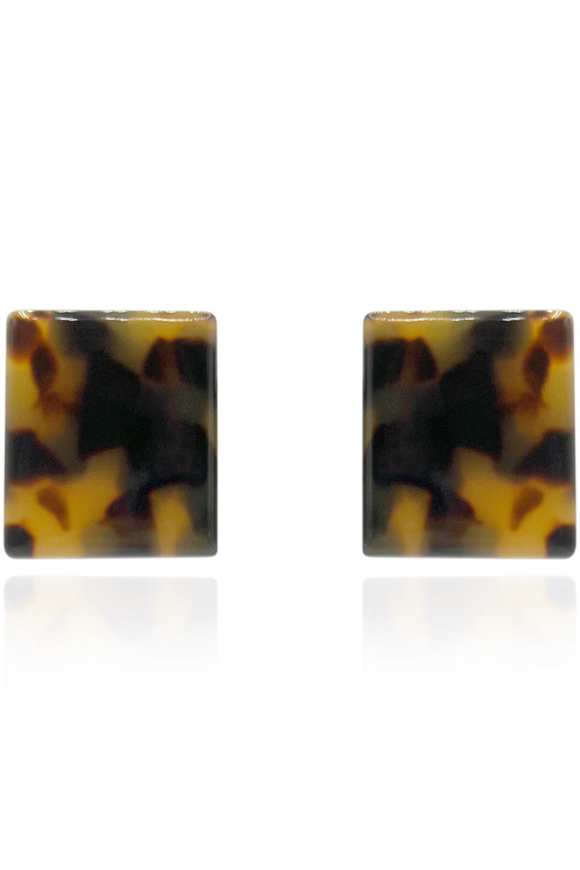 Michael Nash Jewelry | Aurora Square Tortoise Italian Resin Clip On Button Earrings