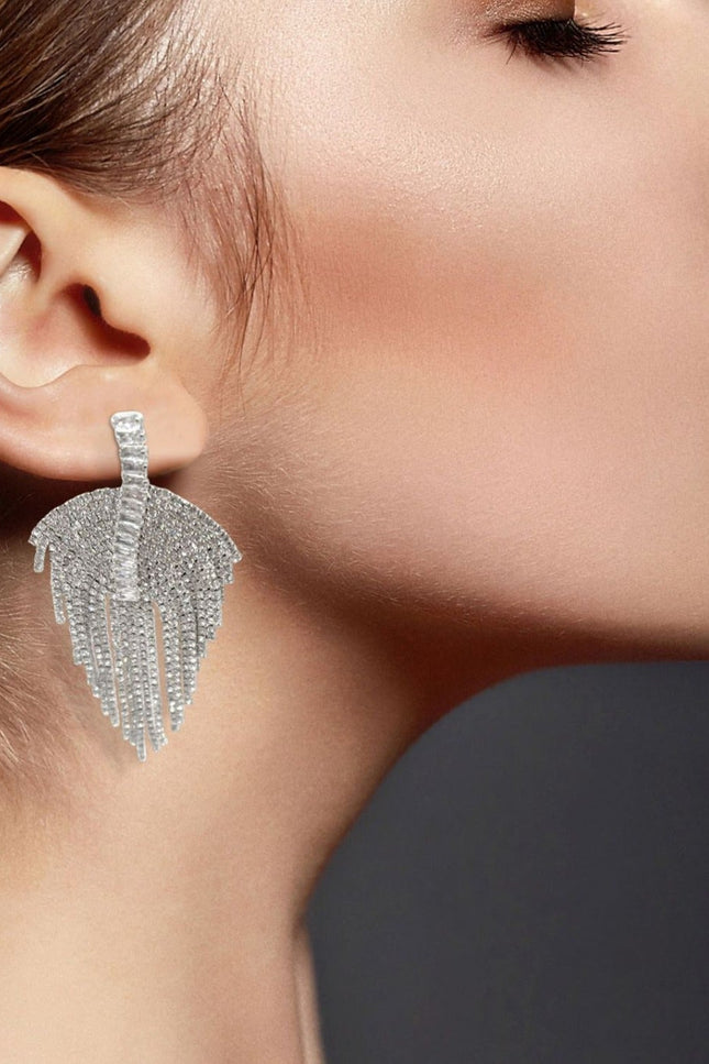 Michael Nash Jewelry | Mimi Deco Multi-Crystal Drop Clip On Earrings - Rhodium Setting