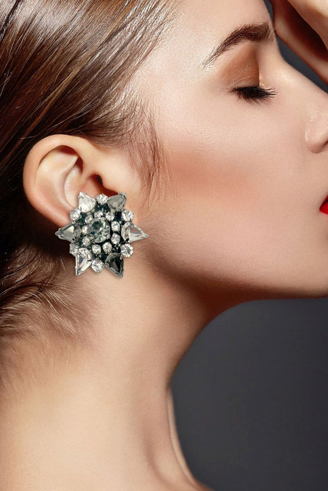 Michael Nash Jewelry | Caterina Large Clip Earring With Black Diamond And Crystal Multi-Stones