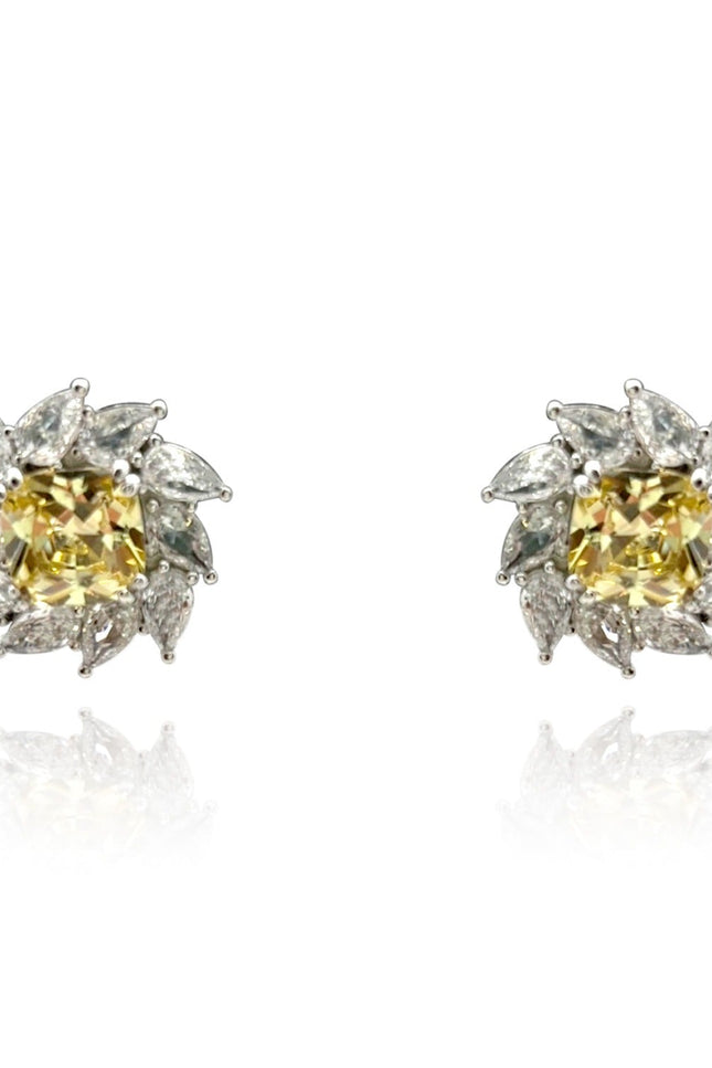 Michael Nash Jewelry | Anastasie Canary And Diamond Cubic Zirconium Clip-On Earrings In Sterling Silver