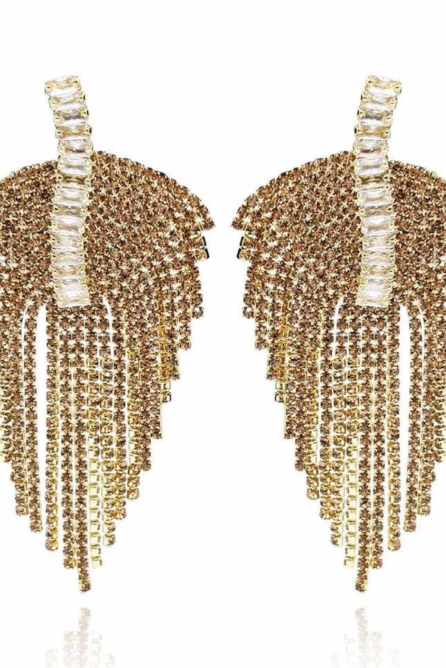 Michael Nash Jewelry | Mimi Deco Style Gold Clip On Drop Earrings With Crystal And Crystal Baguette Accents