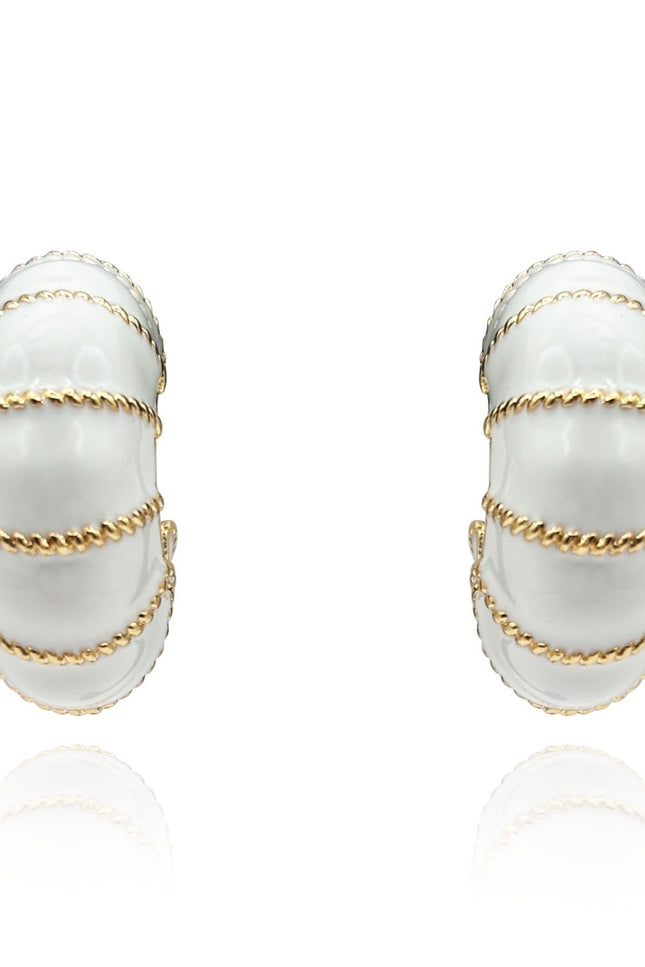 Michael Nash Jewelry | Beverly Gold-Plated White Enamel Clip On Earrings