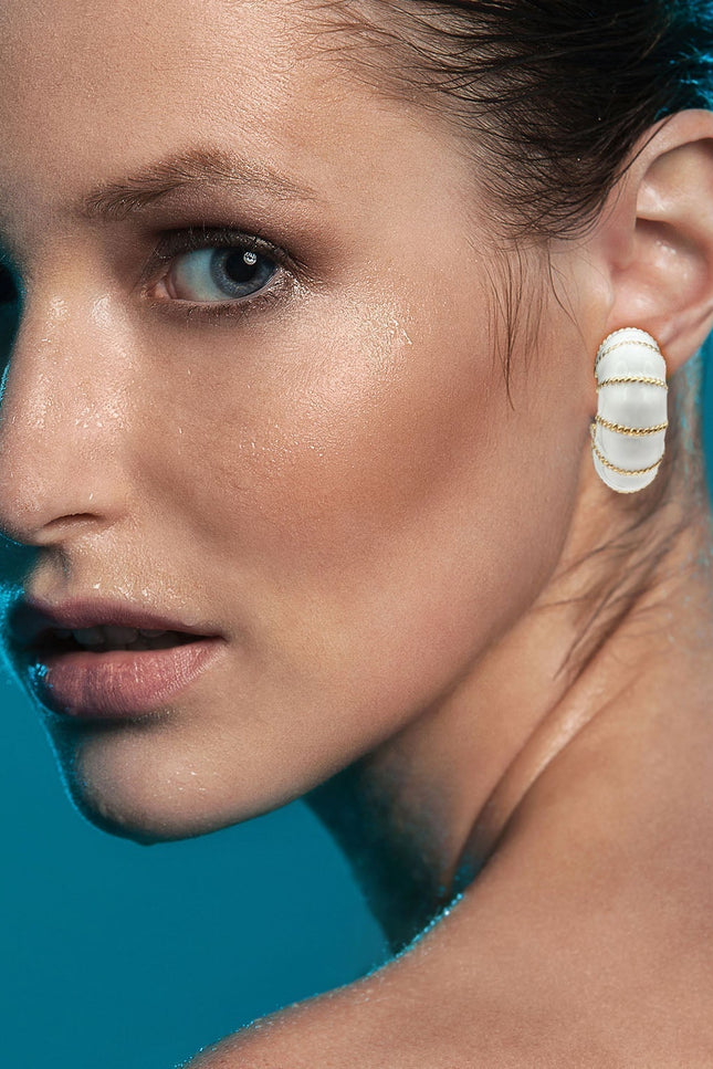 Michael Nash Jewelry | Beverly Gold-Plated White Enamel Clip On Earrings