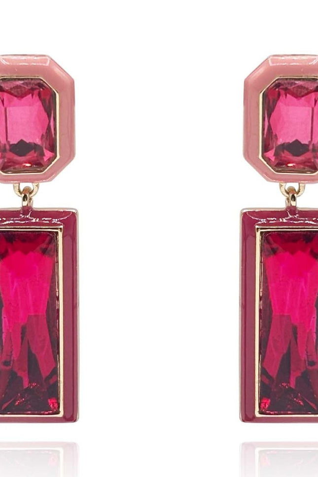 Michael Nash Jewelry | Gioia Pink And Red Enamel Edged Pink And Fuschia Glass Stone Earrings