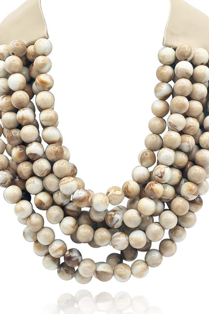 Michael Nash Jewelry | Isadora Multi-Strand Ivory Agate Resin Necklace With Ivory Vegan Adjustable Clasp