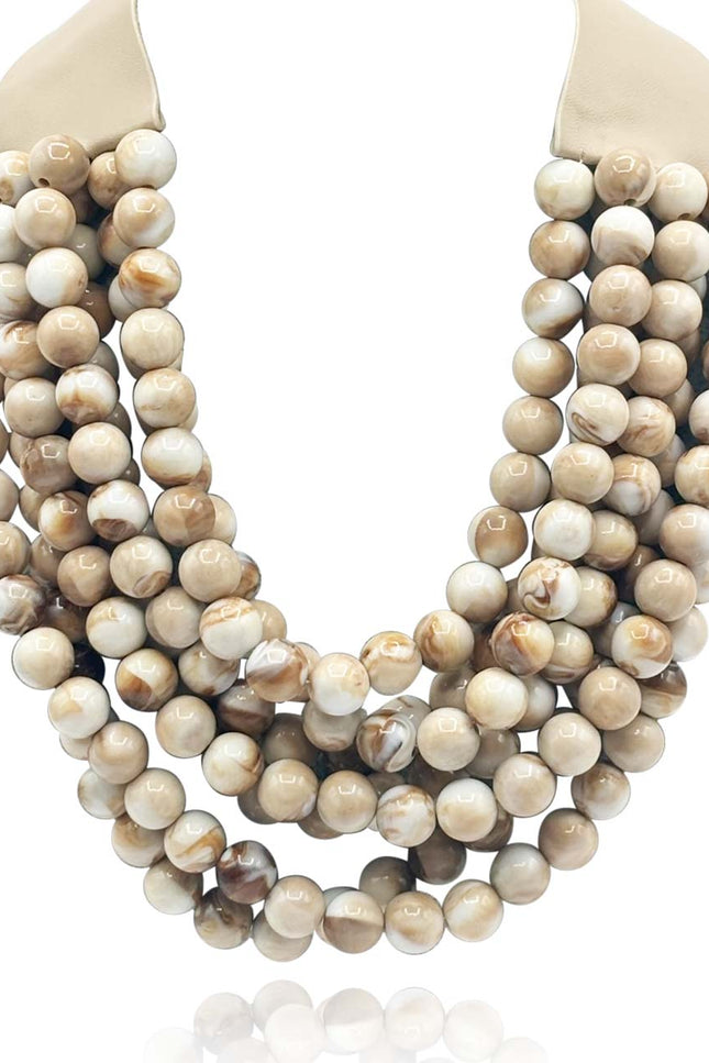 Michael Nash Jewelry | Isadora Multi-Strand Ivory Agate Resin Necklace With Ivory Vegan Adjustable Clasp