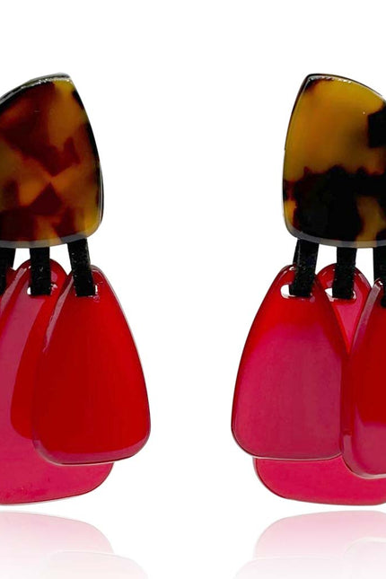 Michael Nash Jewelry | Patrizia Tortoise Resin Top Earrings With Ruby Drops
