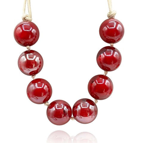 Michael Nash Jewelry | Ruby-Burgundy Marbled Knotted Resin Bead Necklace