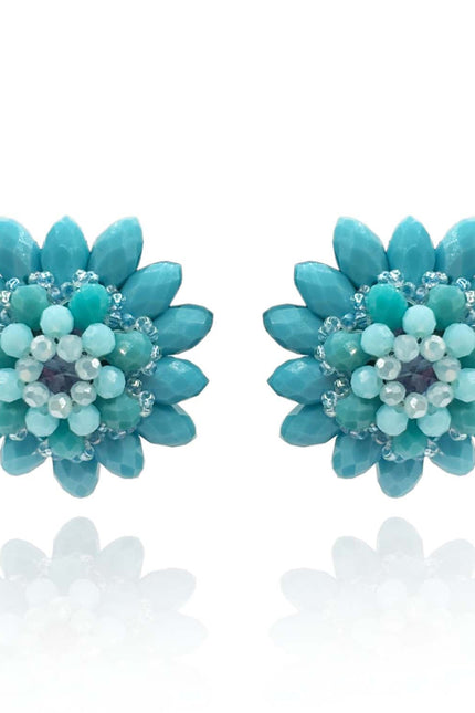 Michael Nash Jewelry | Jeannine Turquoise Faceted Glass Bead Clip On Earring