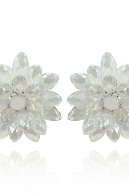 Michael Nash Jewelry | Jessamine Aurora Borealis And Crystal Faceted Glass Bead Clip On Earring