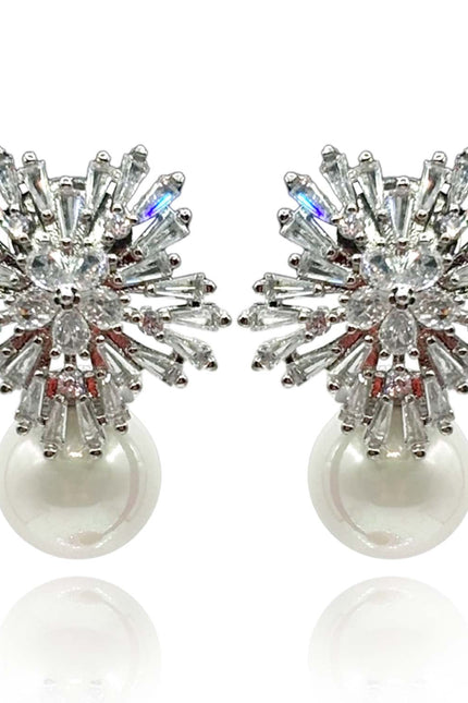 Michael Nash Jewelry | Lara Crystal Baguette And Pearl Clip On Drop Earrings