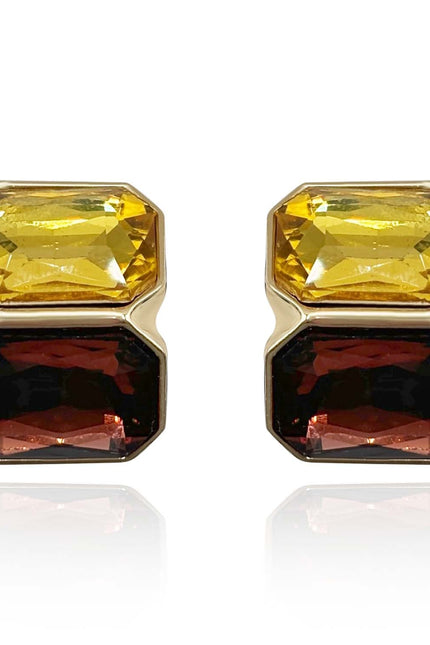 Michael Nash Jewelry | Clara Topaz And Dark Topaz Double Stone Clip Earrings