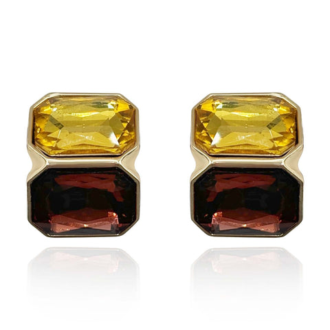 Michael Nash Jewelry | Topaz And Dark Topaz Double Stone Clip Earrings