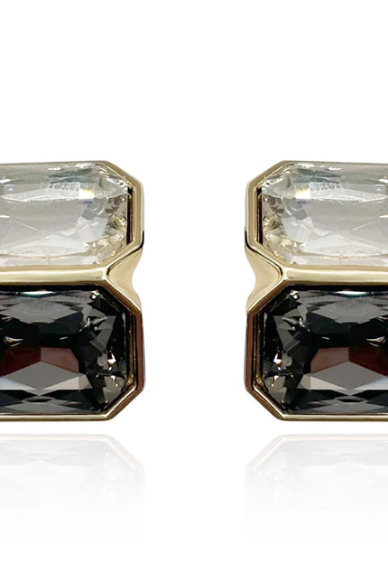 Michael Nash Jewelry | Clara Crystal And Black Diamond Double Stone Clip Earrings